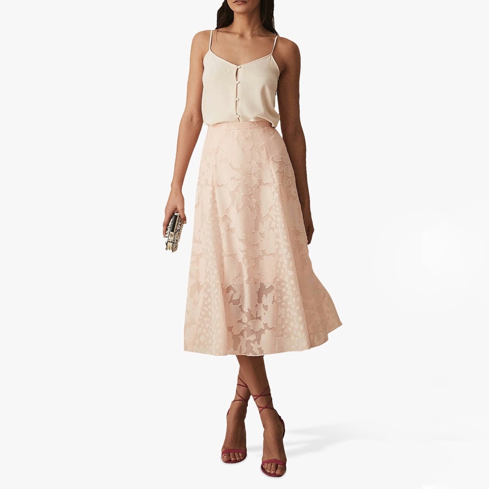 Reiss Chloe Floral Burnout Midi Skirt